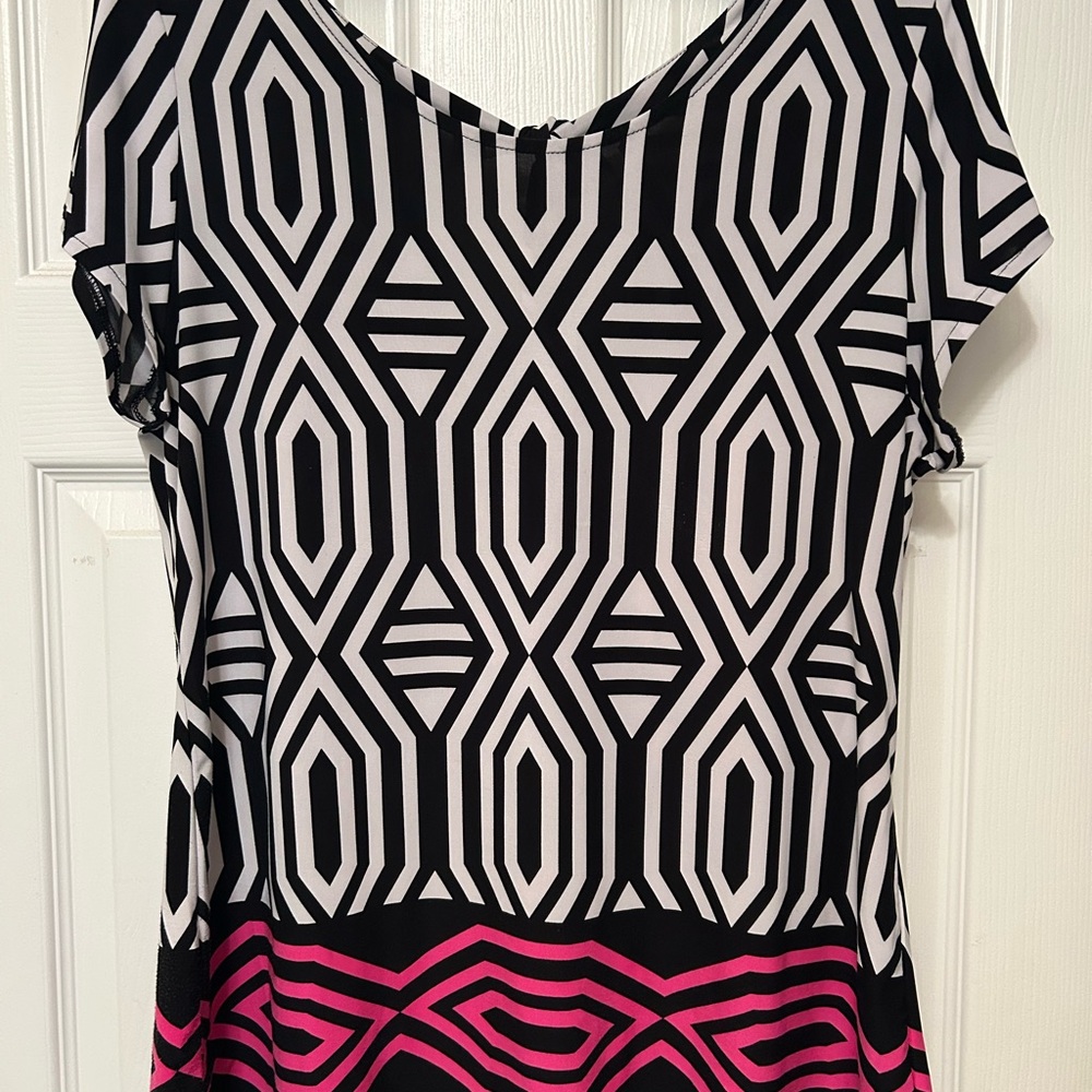 Geometric Black and Pink Women's Top